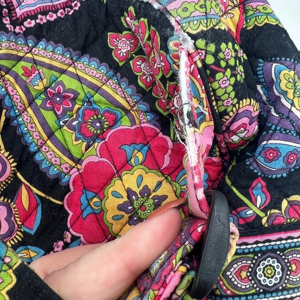 Vera Bradley Quilted Cotton Backpack Black Floral 15